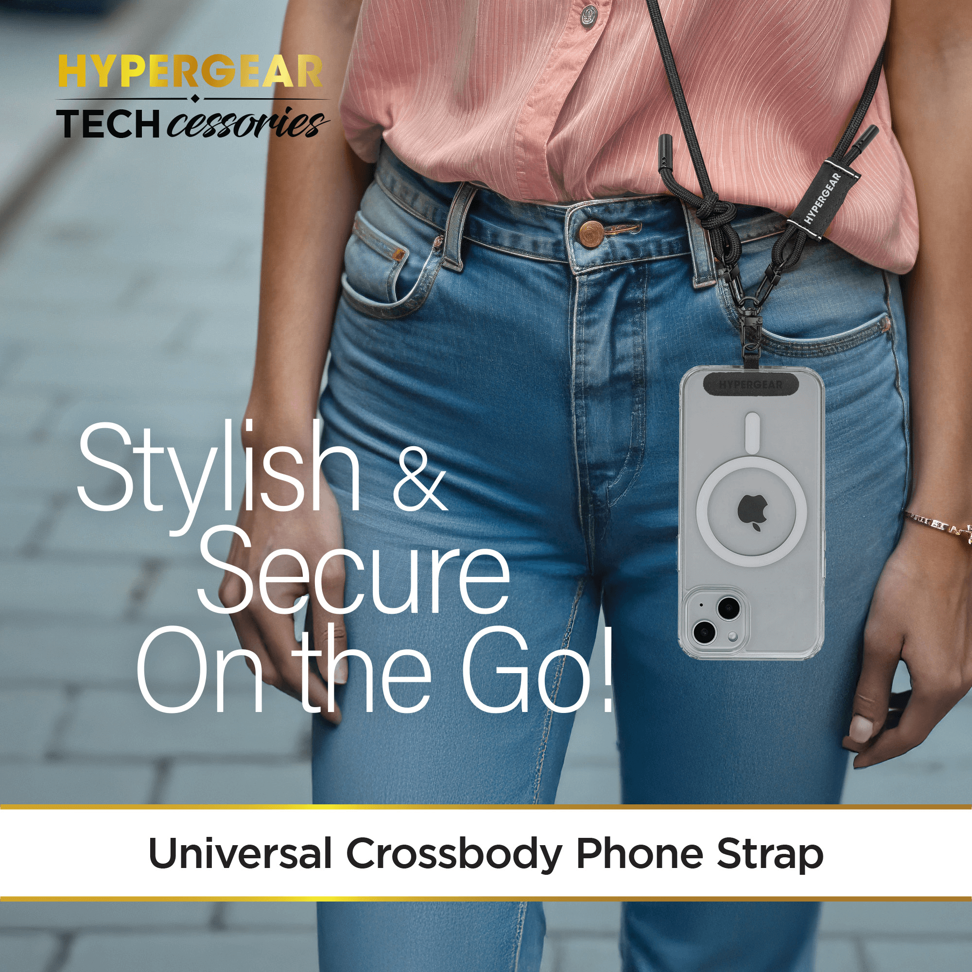 HyperGear TECHcessories Black Braided Rope Universal Crossbody Phone