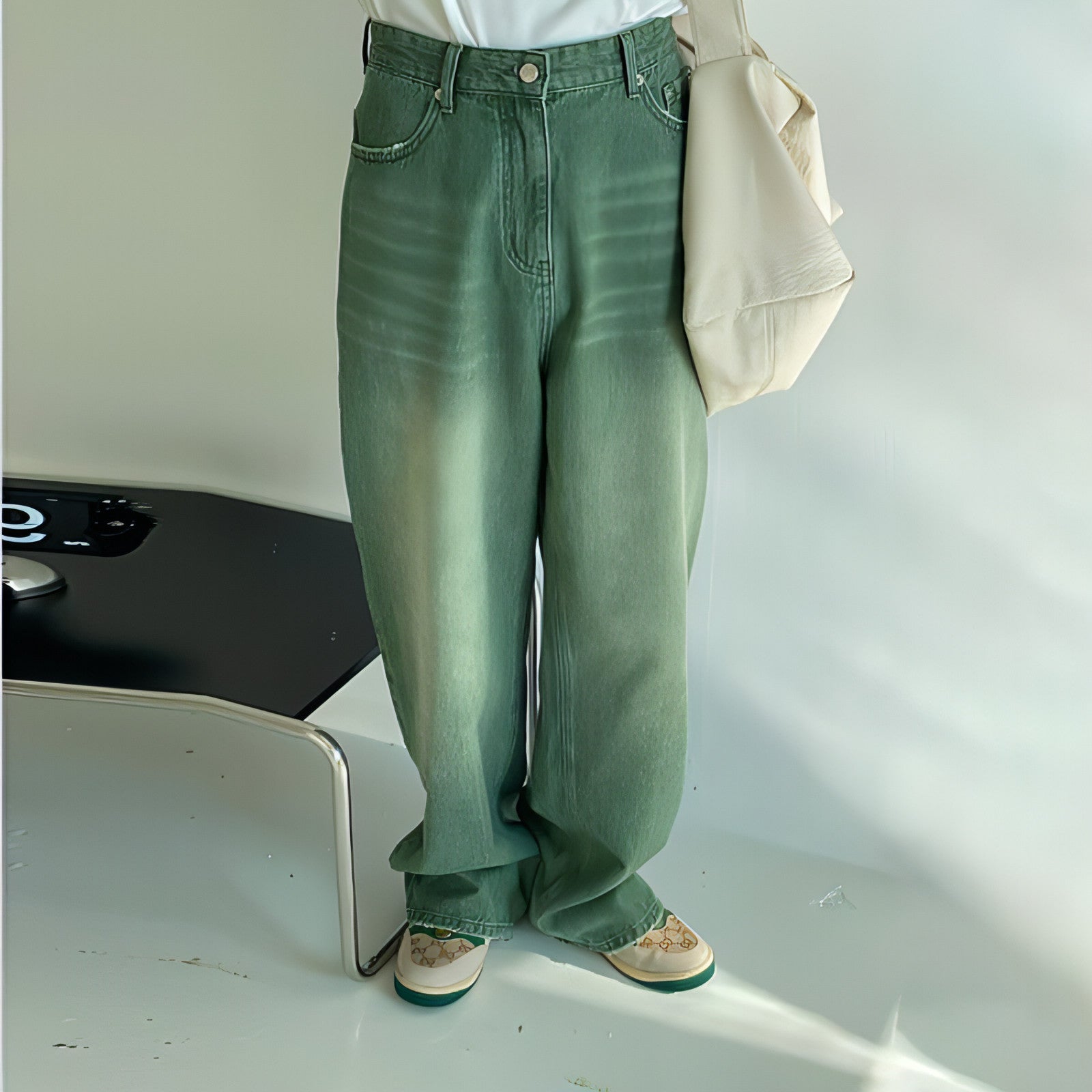 UrbanEase™ Olive men 's retro vintage jeans