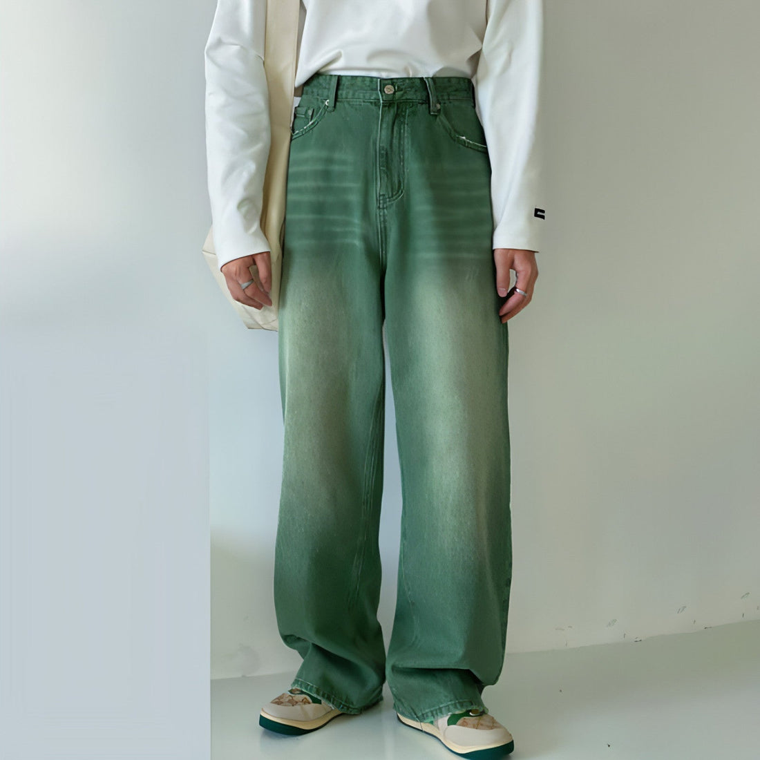 UrbanEase™ Olive men 's retro vintage jeans