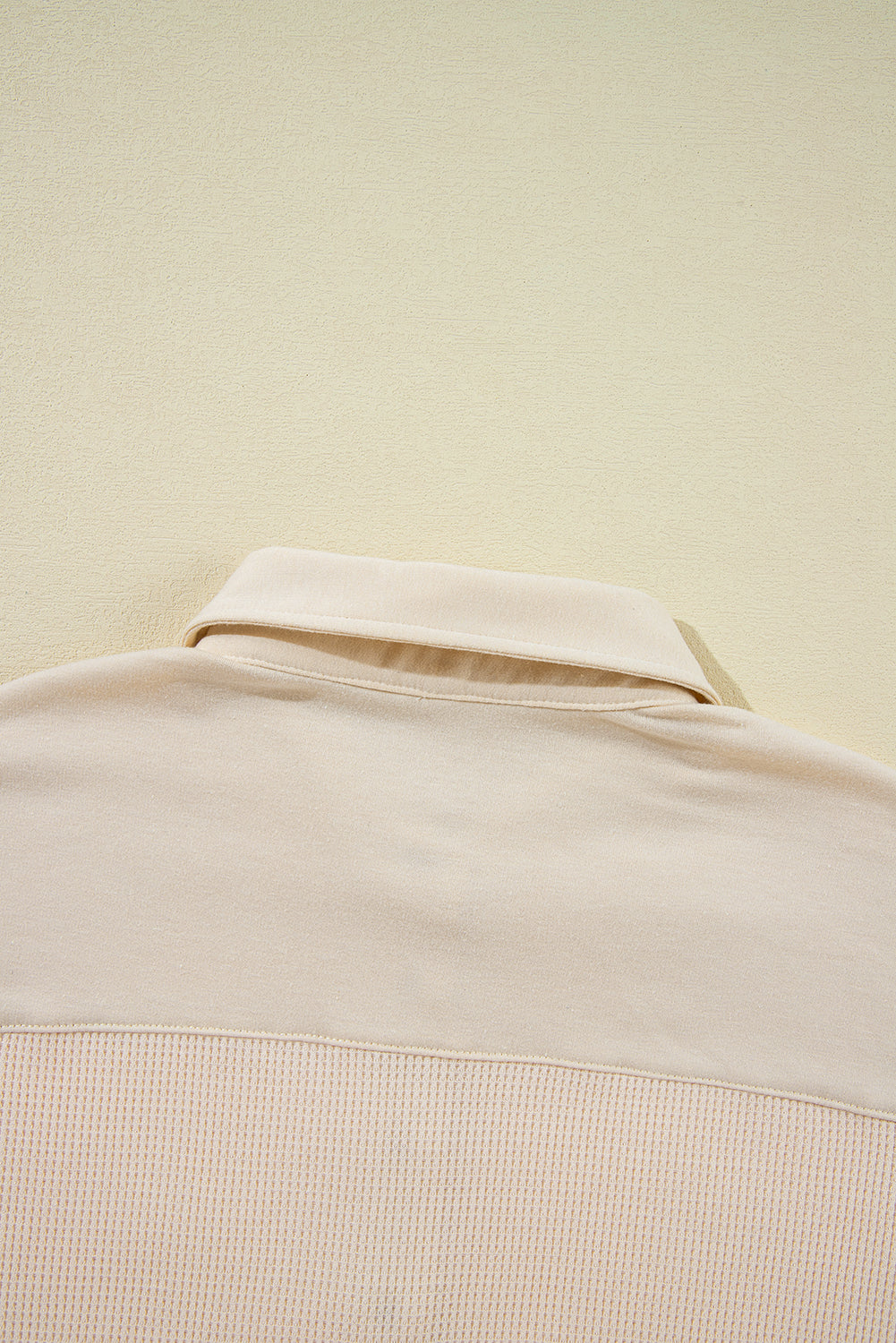 Pink Waffle Long Sleeve Collared Half Button Relaxed Fit Top