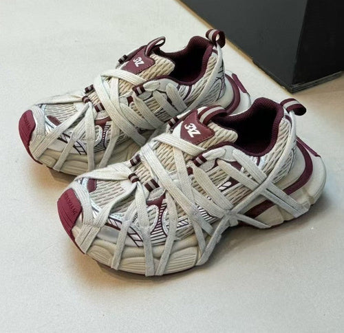 Breathable Distressed Running Shoes Strap Chunky Flat Women Sneakers