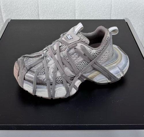 Breathable Distressed Running Shoes Strap Chunky Flat Women Sneakers