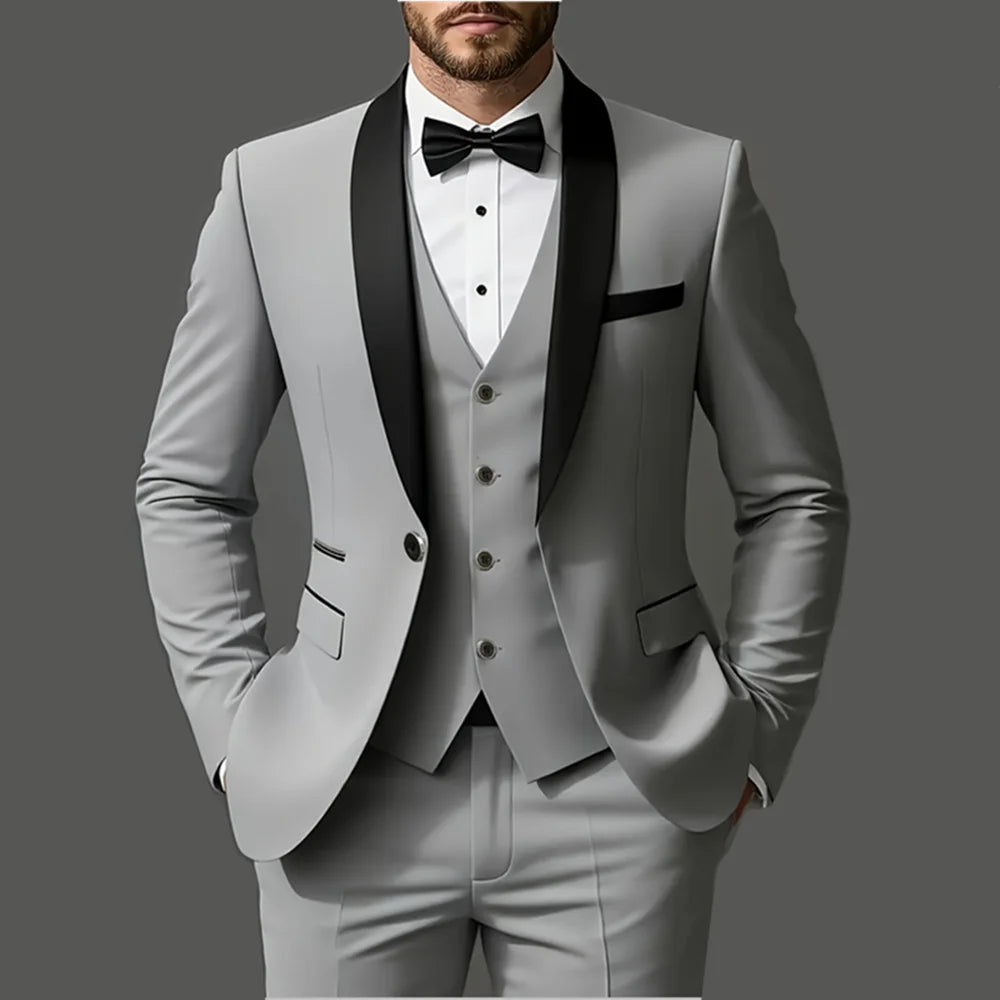 Men’s 3-Piece Suit Set – Premium Jacket, Vest & Pants for Weddings, Parties and Formal Occasions