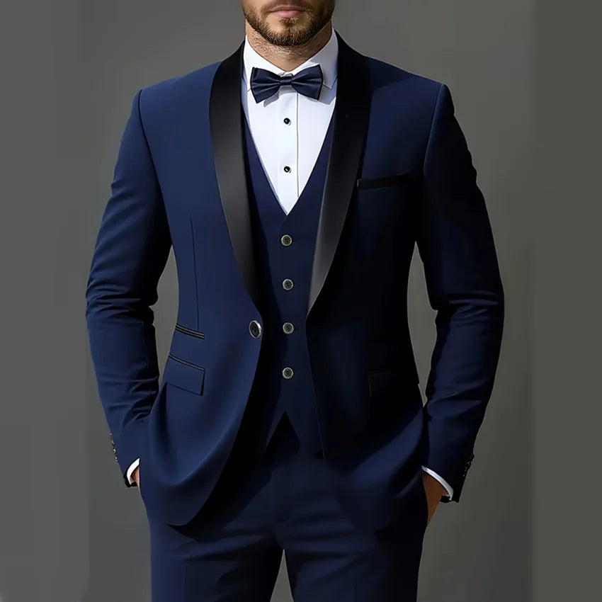 Men’s 3-Piece Suit Set – Premium Jacket, Vest & Pants for Weddings, Parties and Formal Occasions