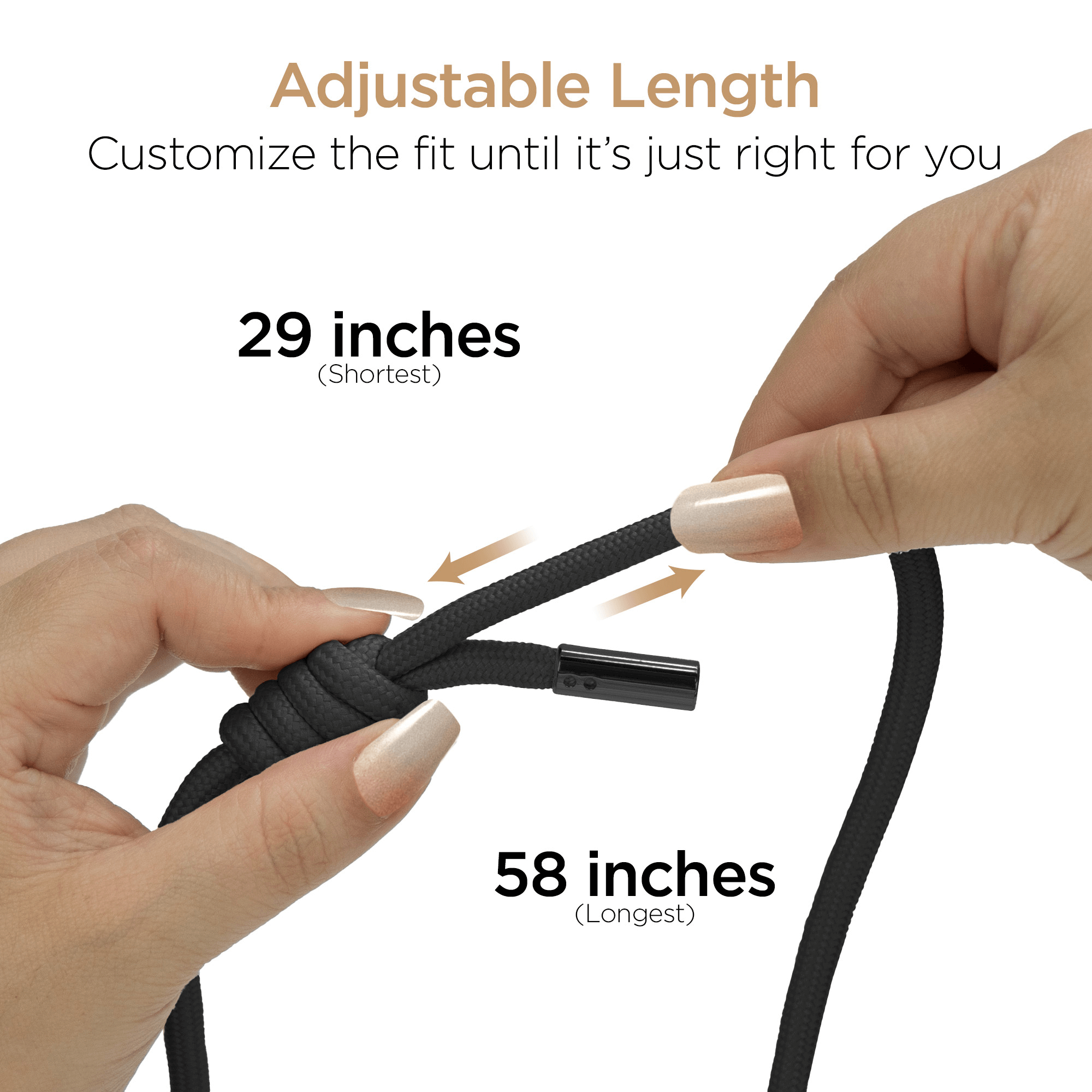 HyperGear TECHcessories Black Braided Rope Universal Crossbody Phone
