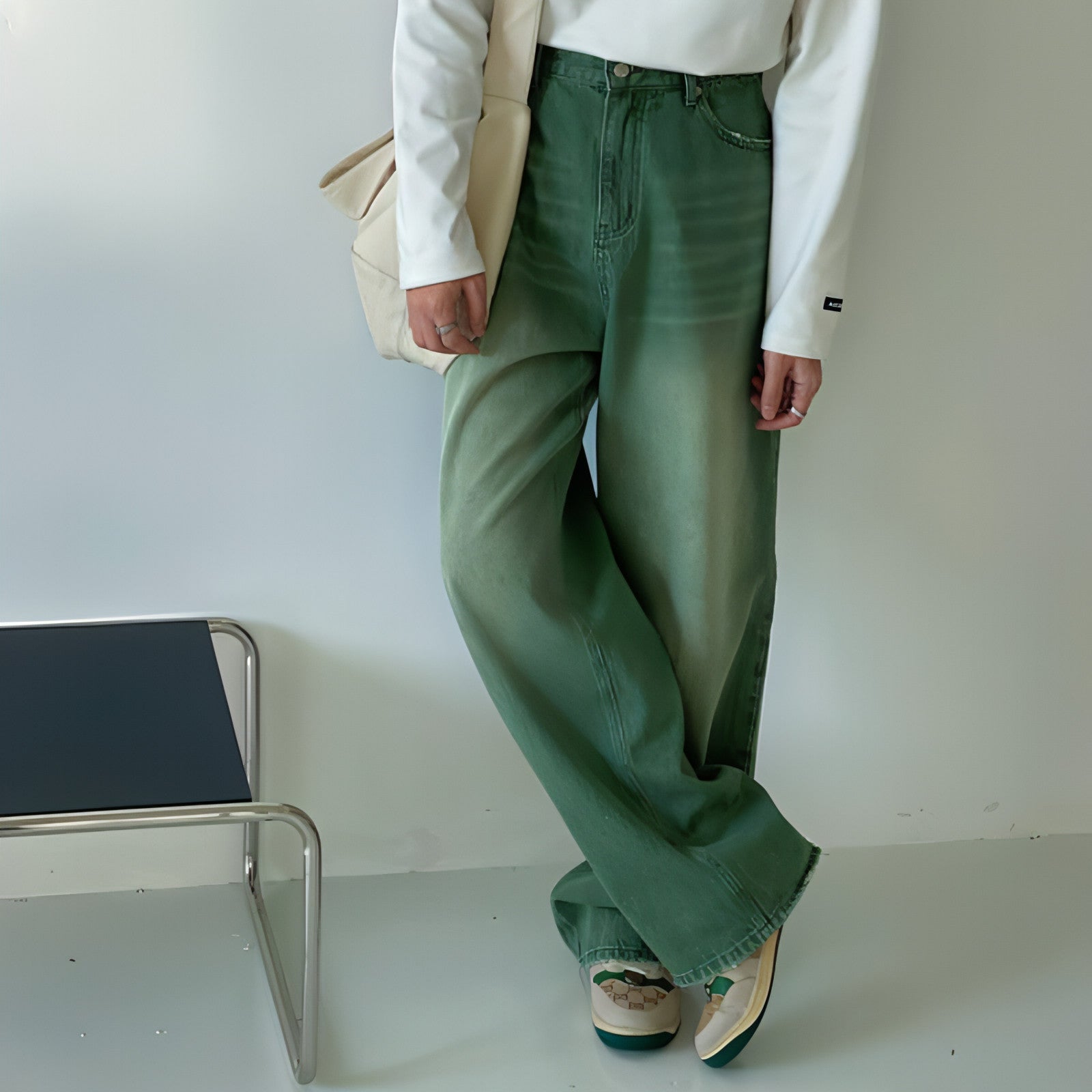 UrbanEase™ Olive men 's retro vintage jeans