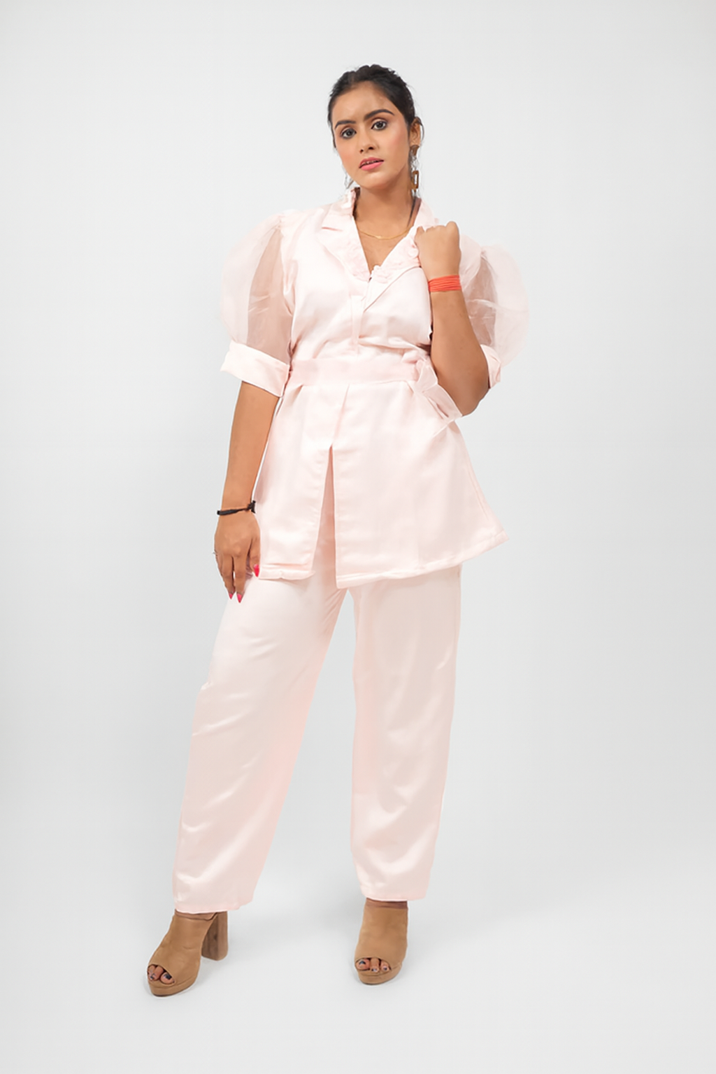 Women’s Stylish Co-ord Set – Casual & Trendy Light Pink U&A