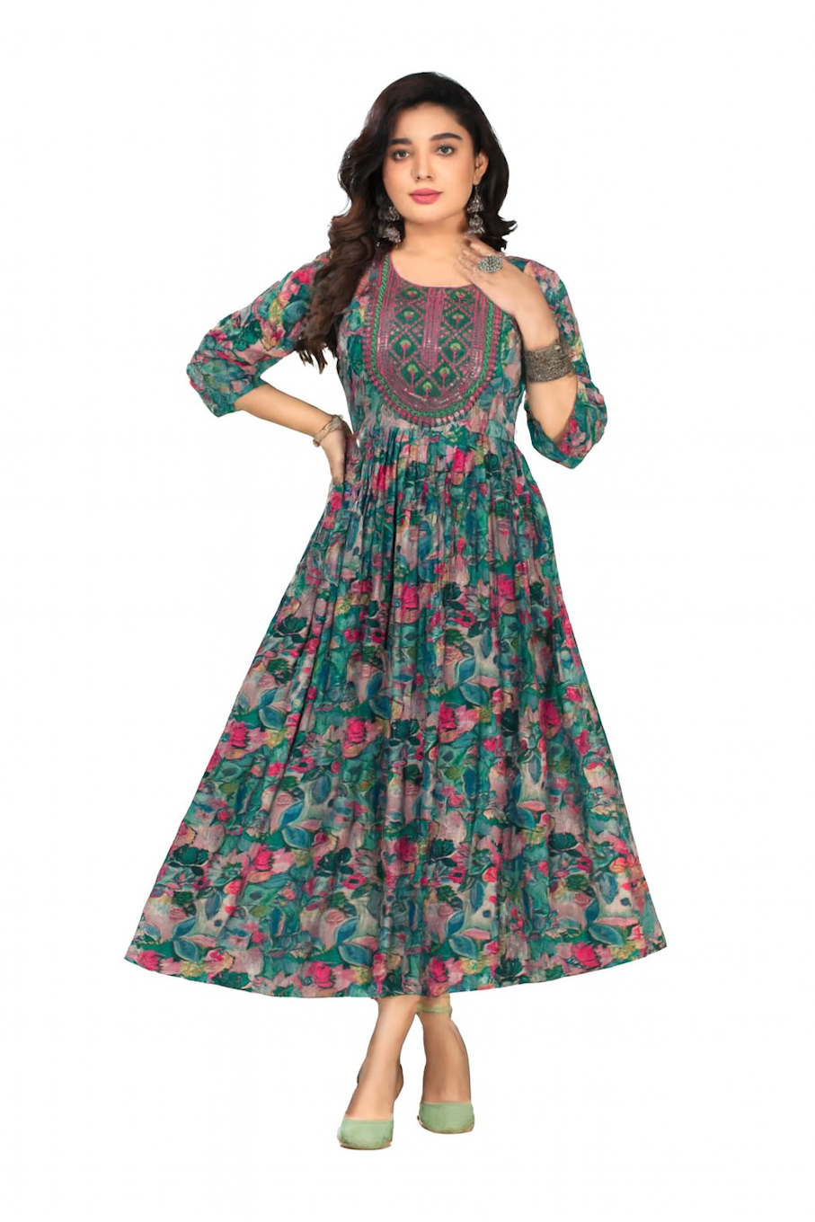 Casual Wear Kurti set for women-Teal12