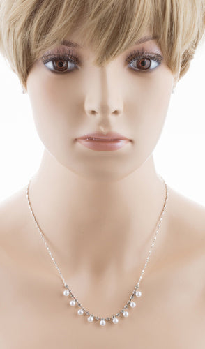 Bridal Wedding Jewelry Set Crystal Rhinestone Elegant Pearl Necklace